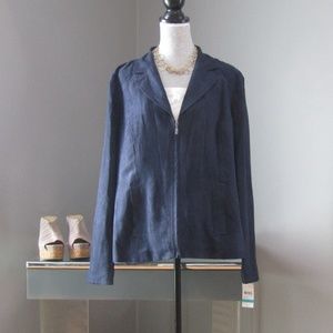 NEW Studio Works Navy Blue Faux Suede Zip Jacket